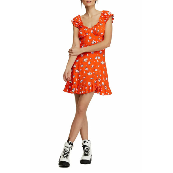 Free People Like A Lady Mini Dress Orange Combo Size Large NWT - Picture 1 of 9